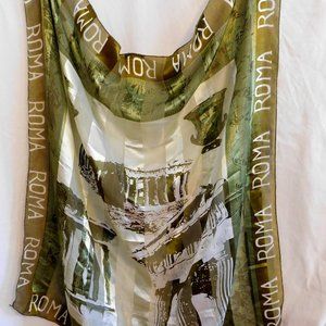 Olive green and Cream Roma Scarf